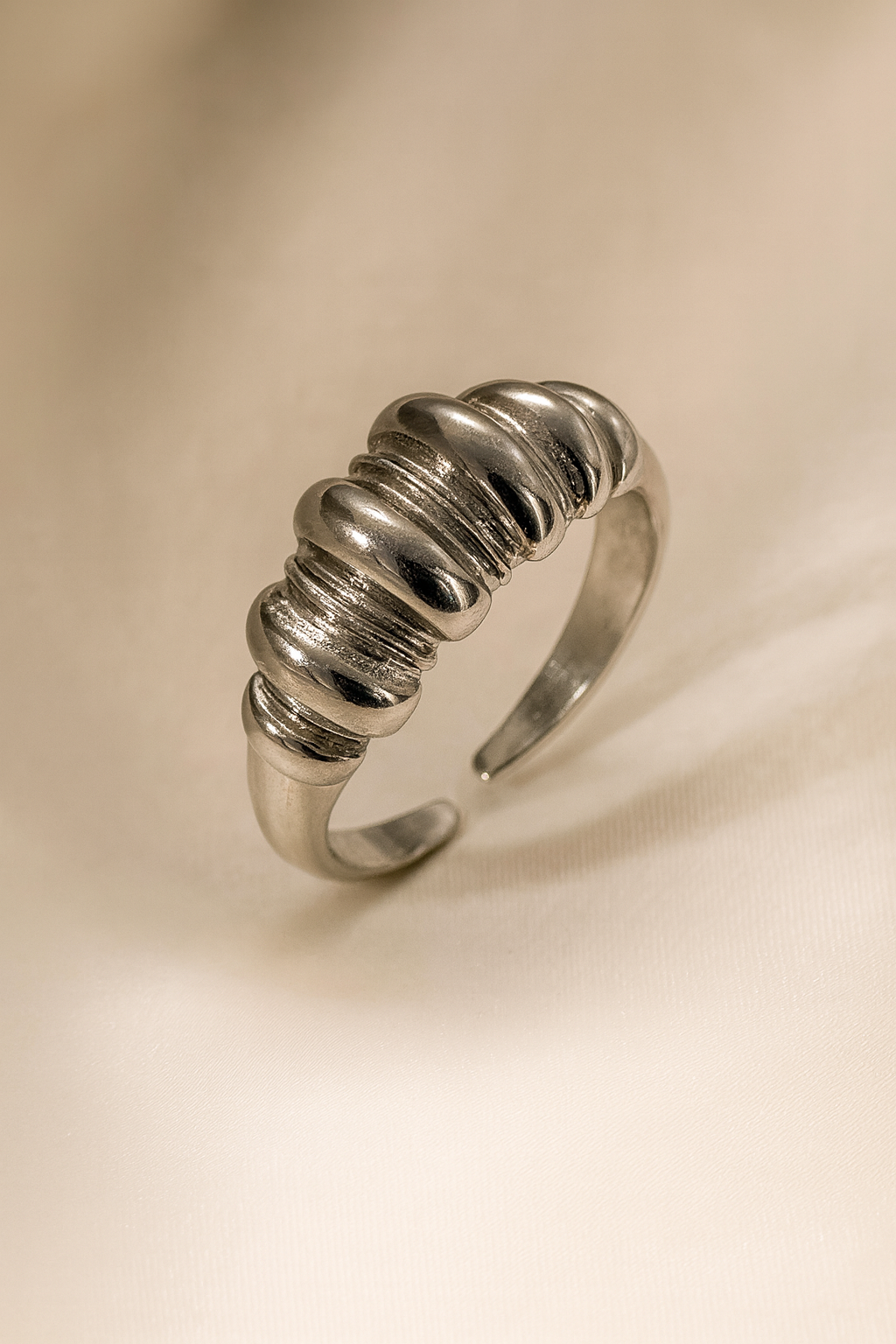 Silver titanium steel ring
