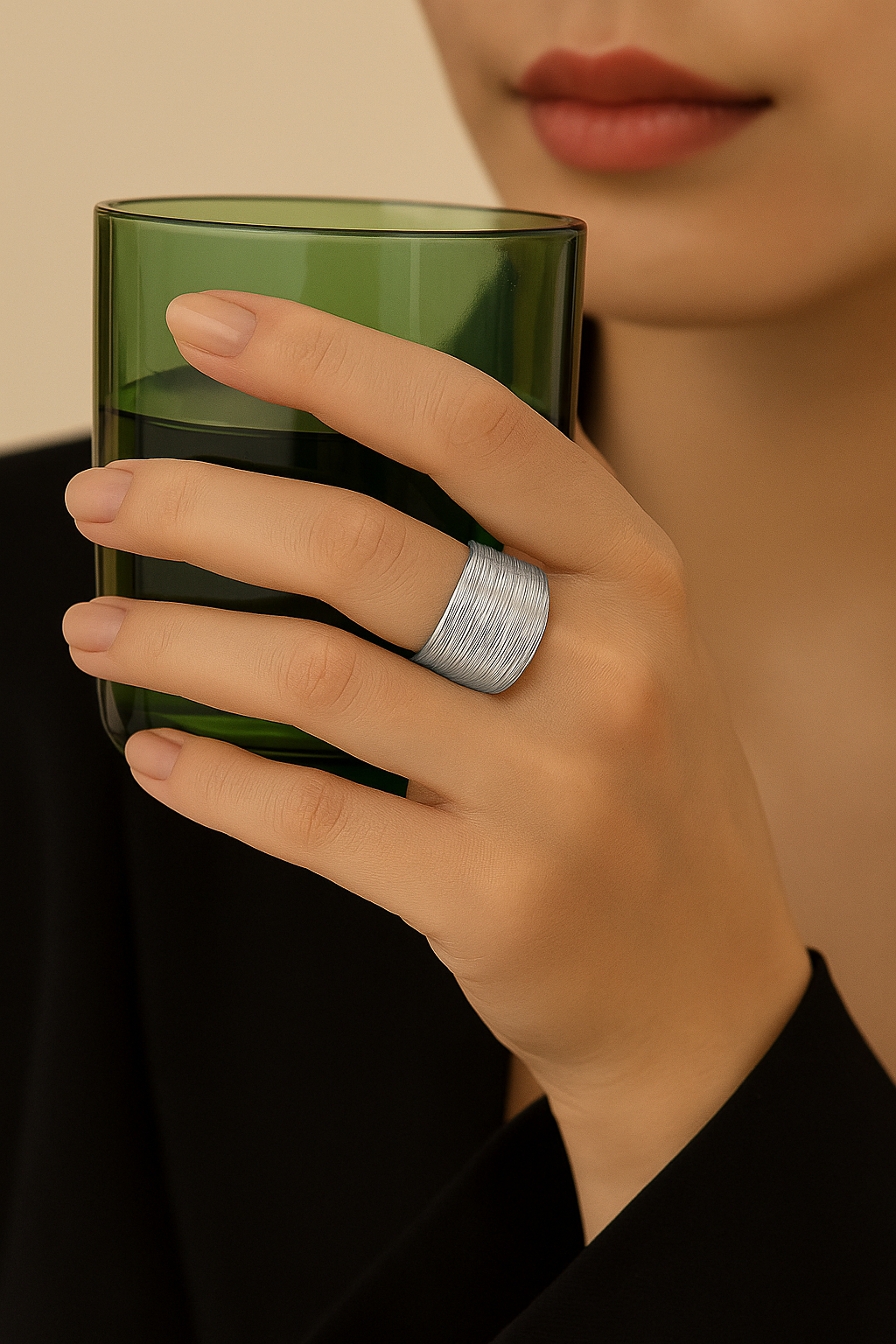 Wide pleated-style rings