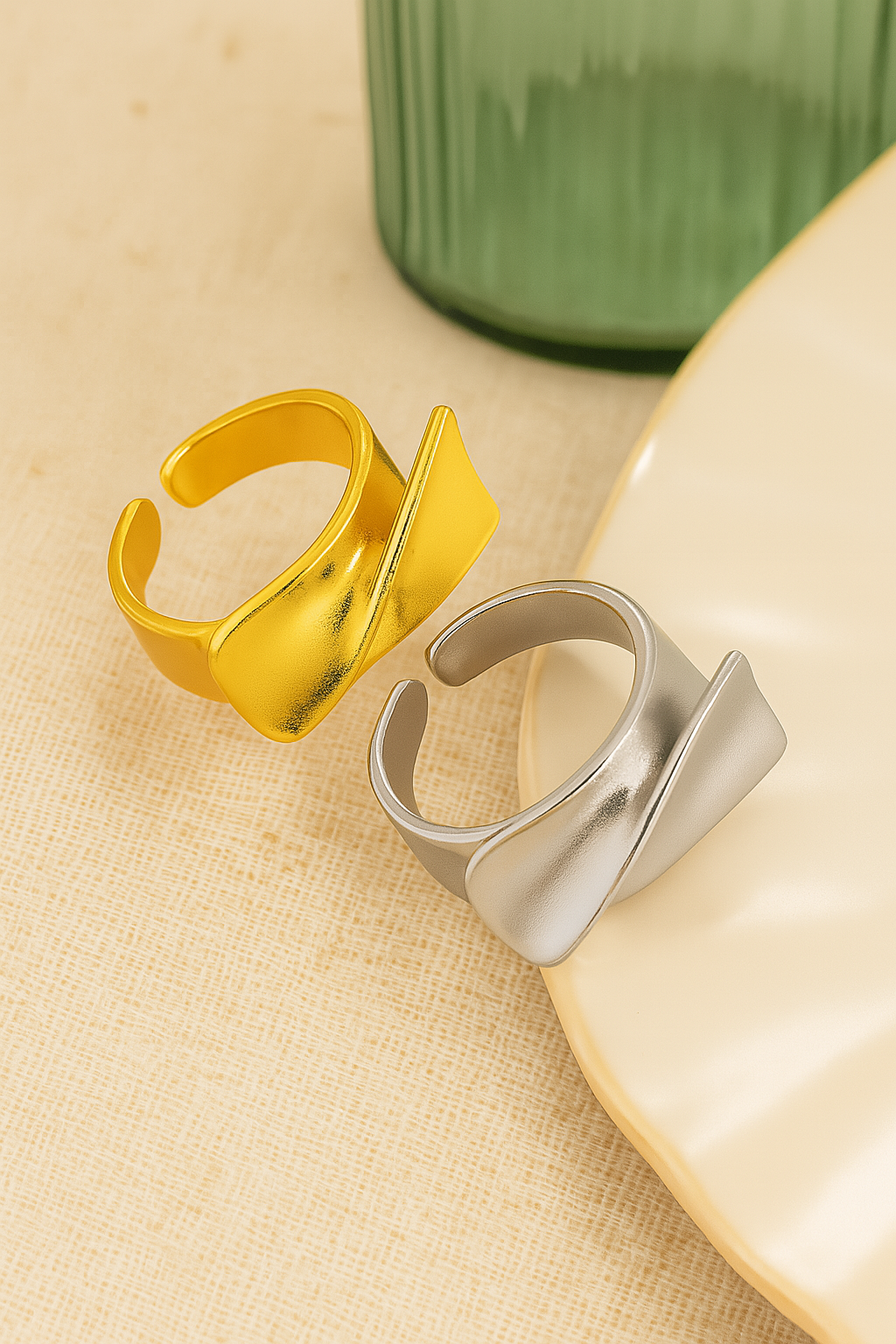 Gold-plated geometric rings