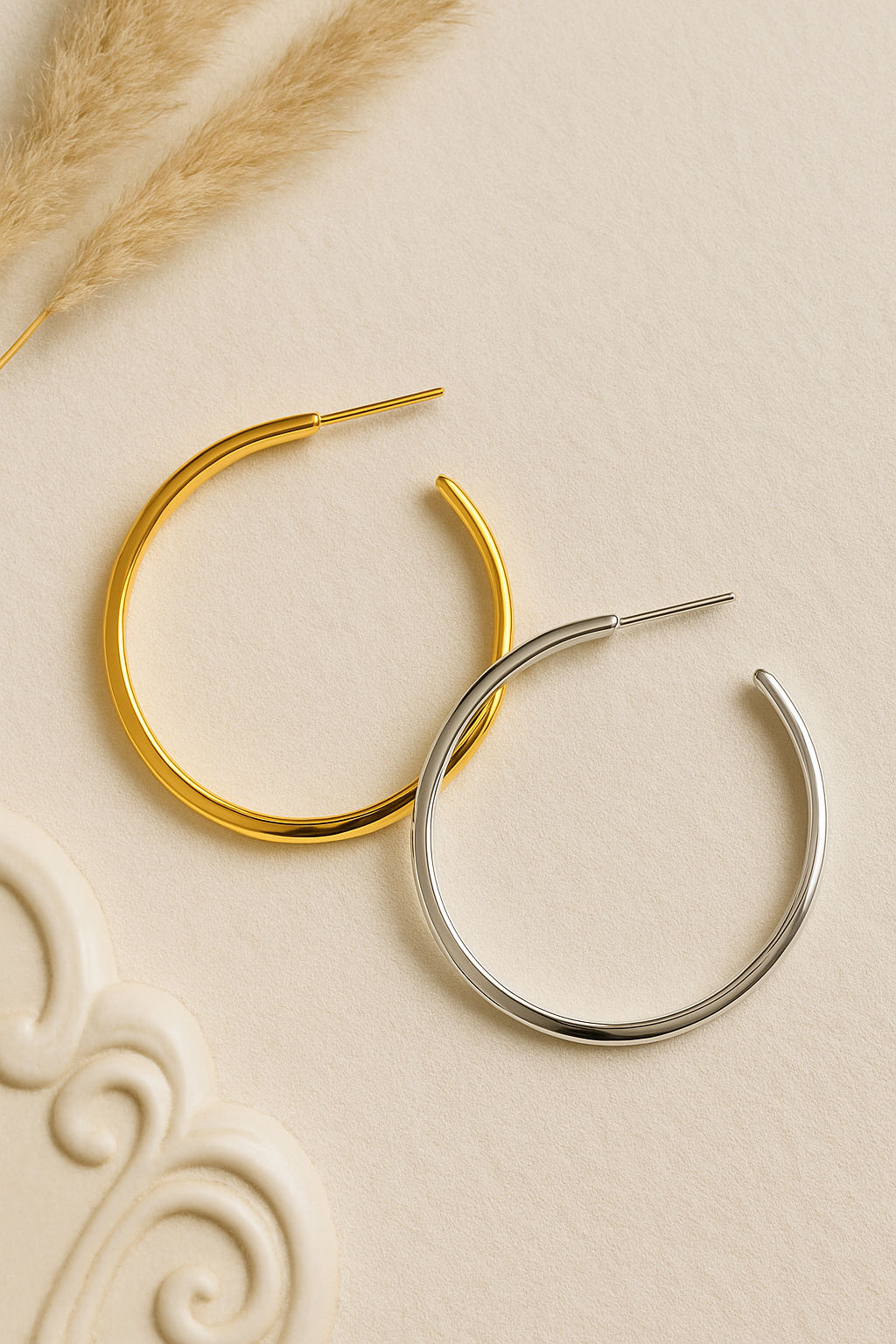 Thin hoop earrings