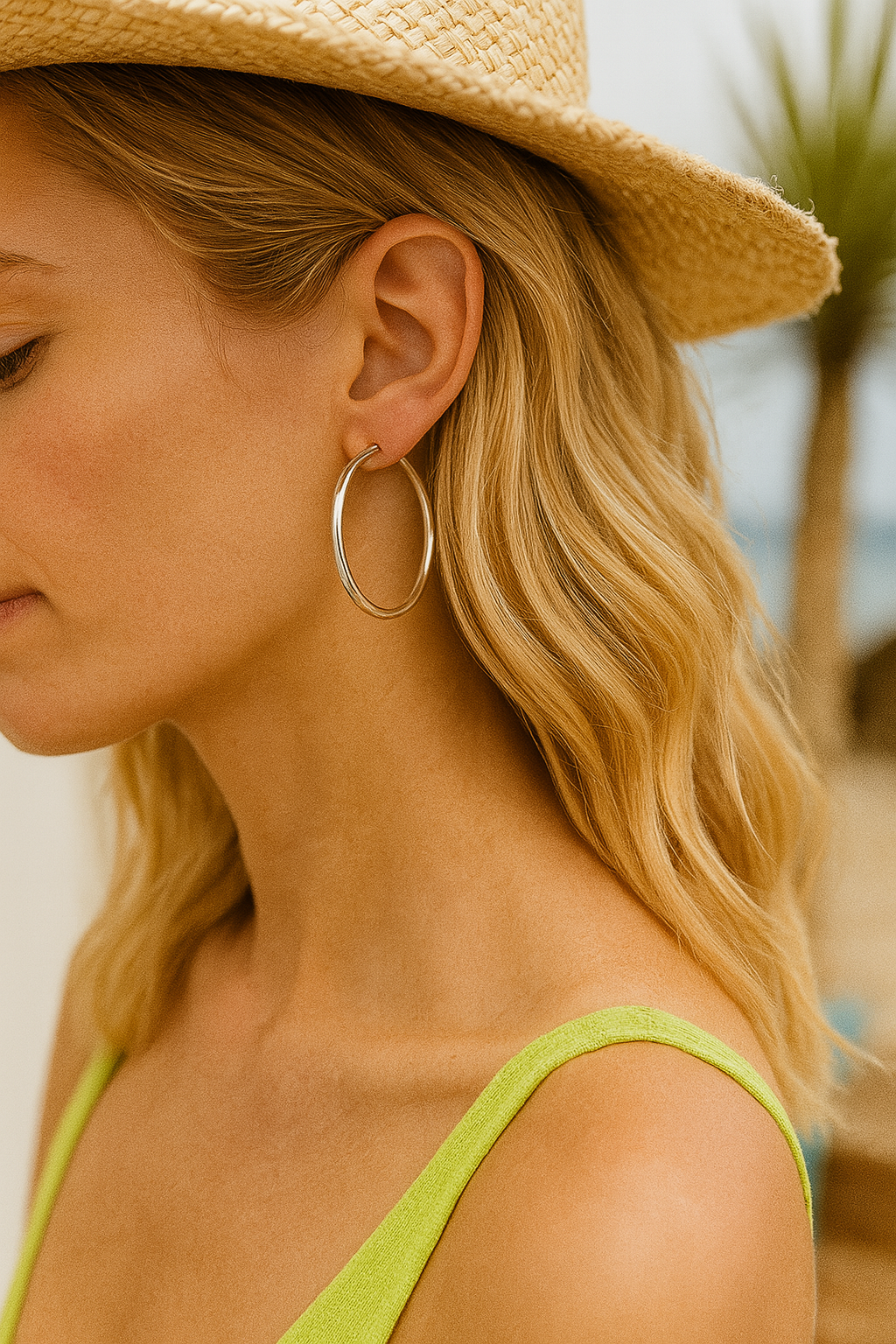 Thin hoop earrings