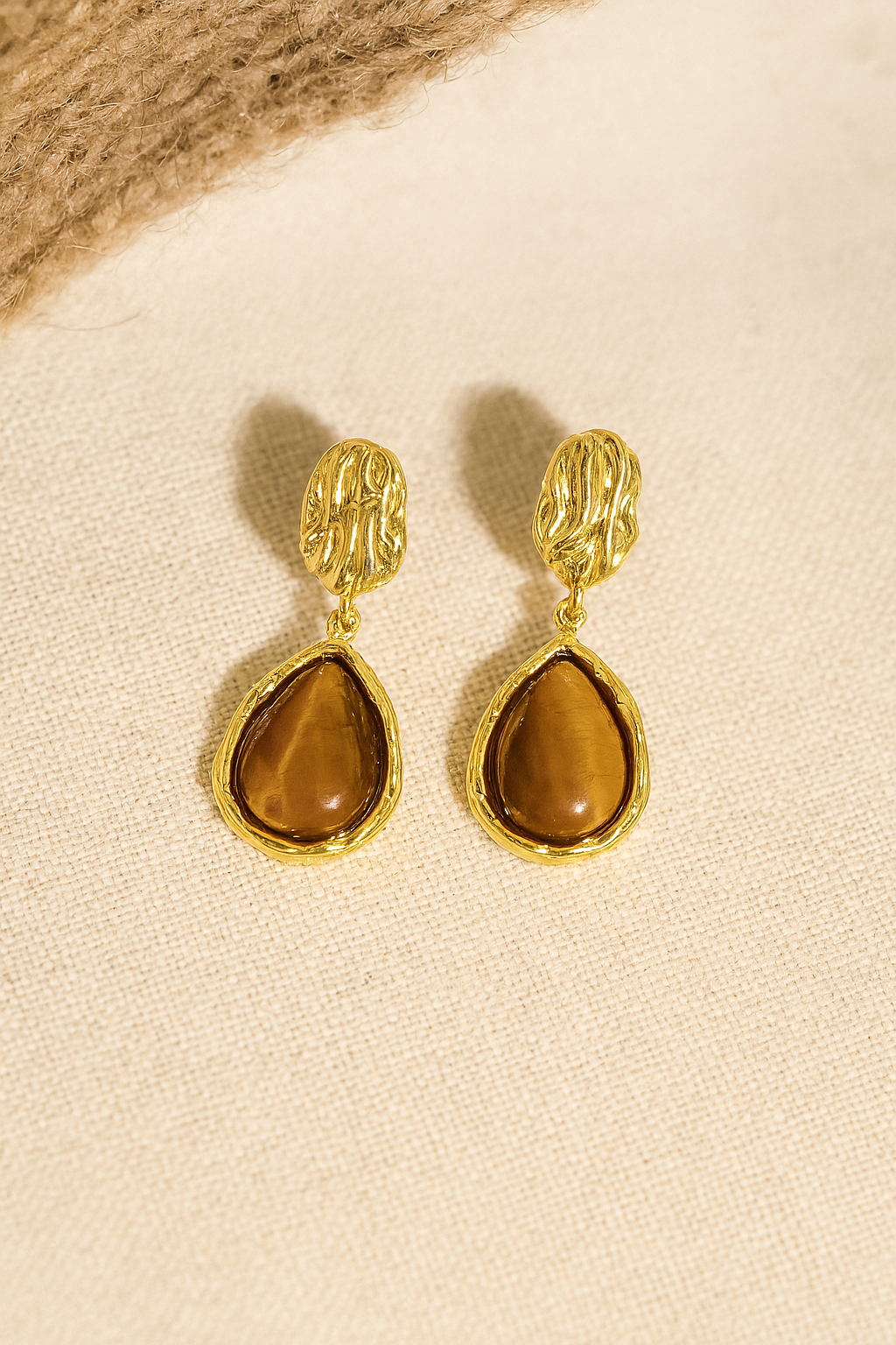 Elegant tiger eye stone earrings