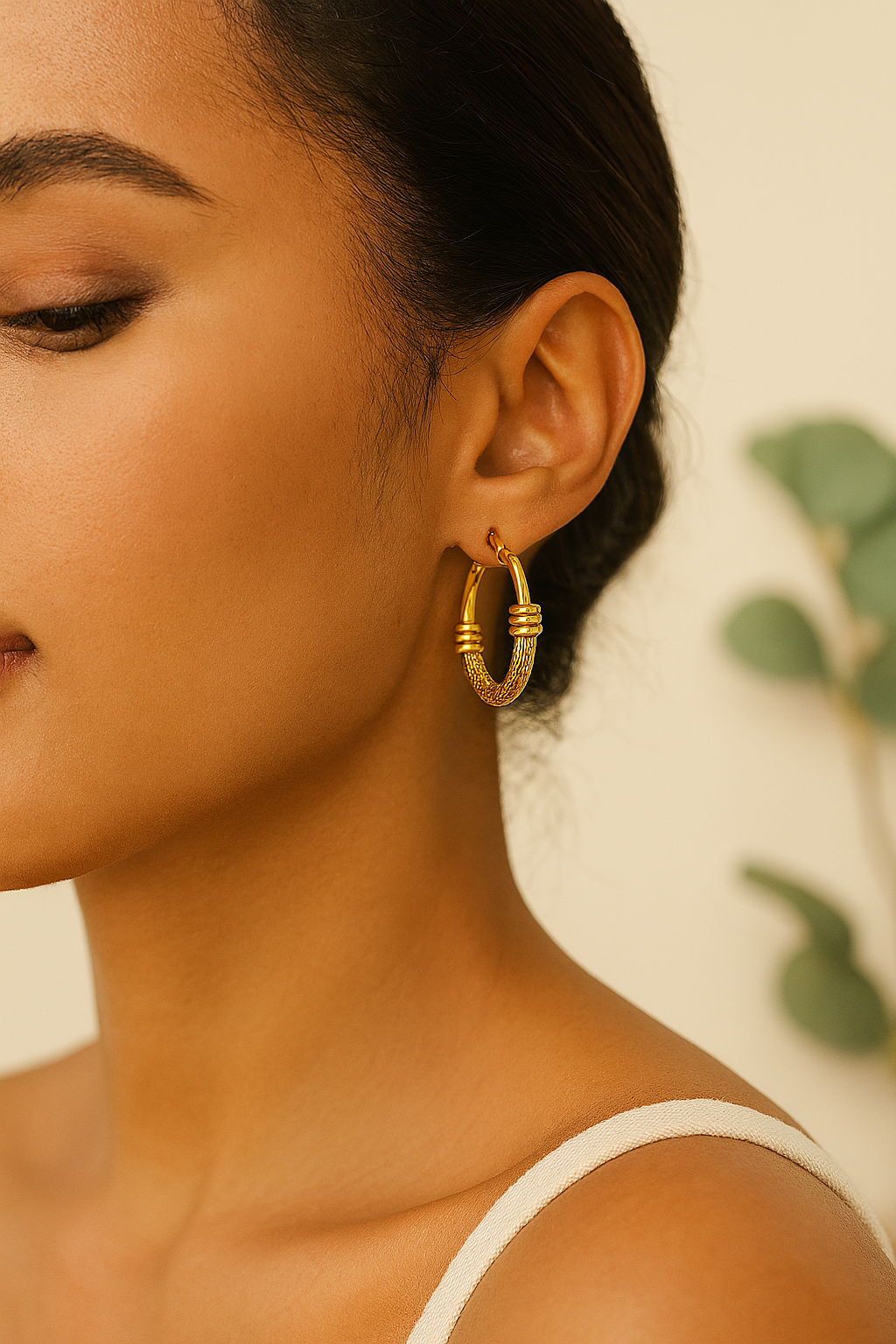 Irregular geometric snake pattern hoop earrings