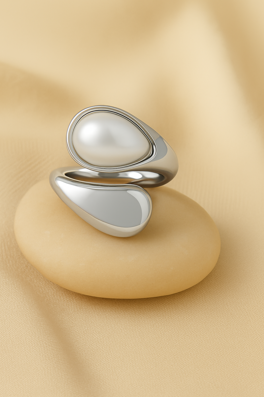 Tiger eye rings pearl white