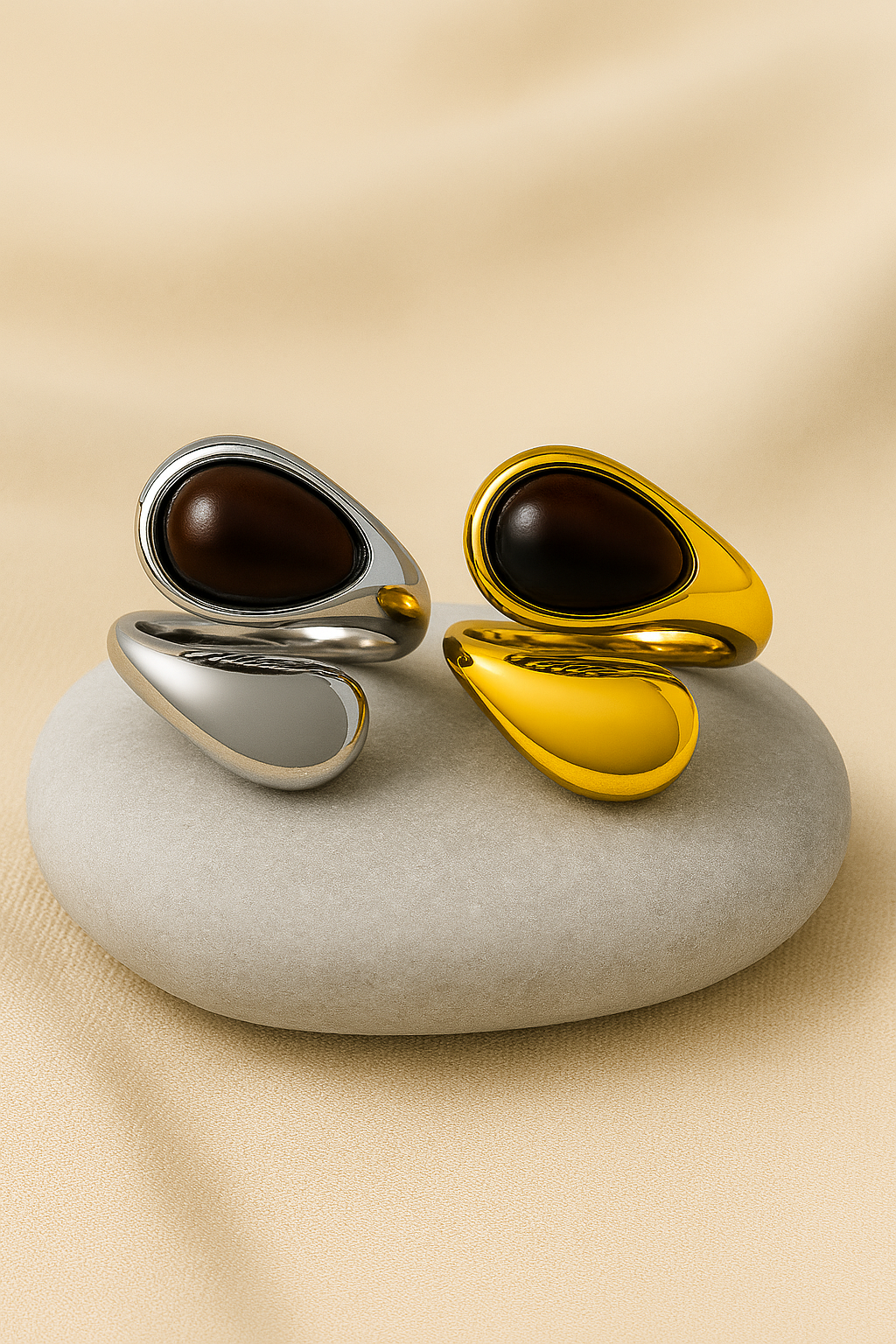Tiger eye rings pearl brown