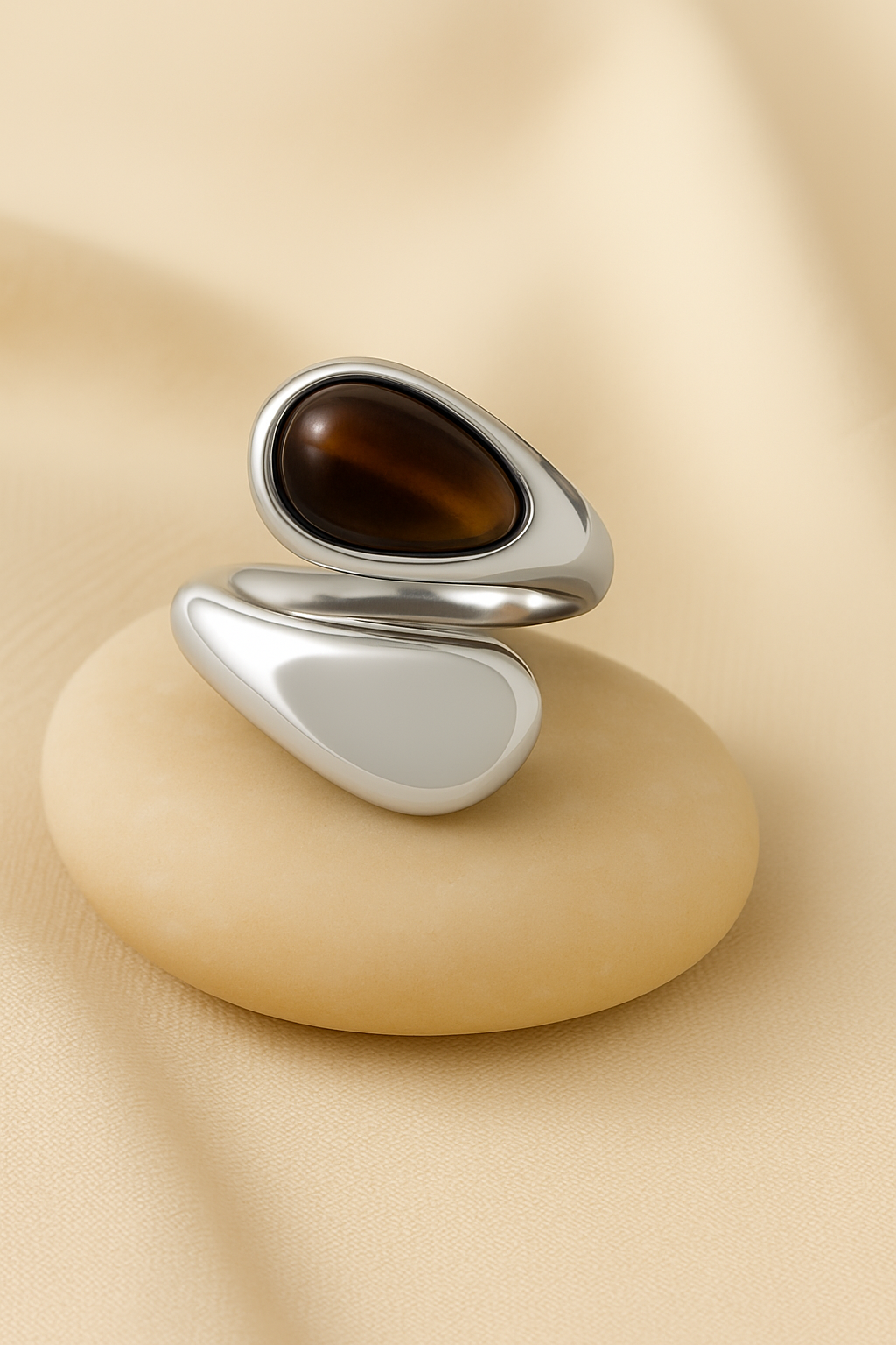 Tiger eye rings pearl brown