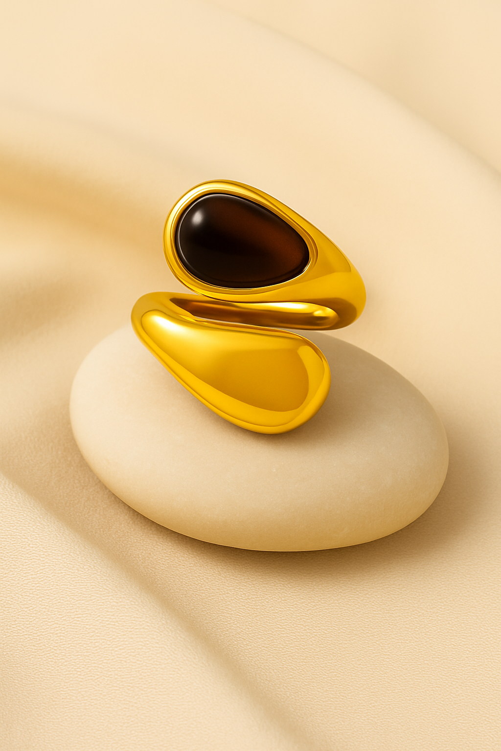 Tiger eye rings pearl brown