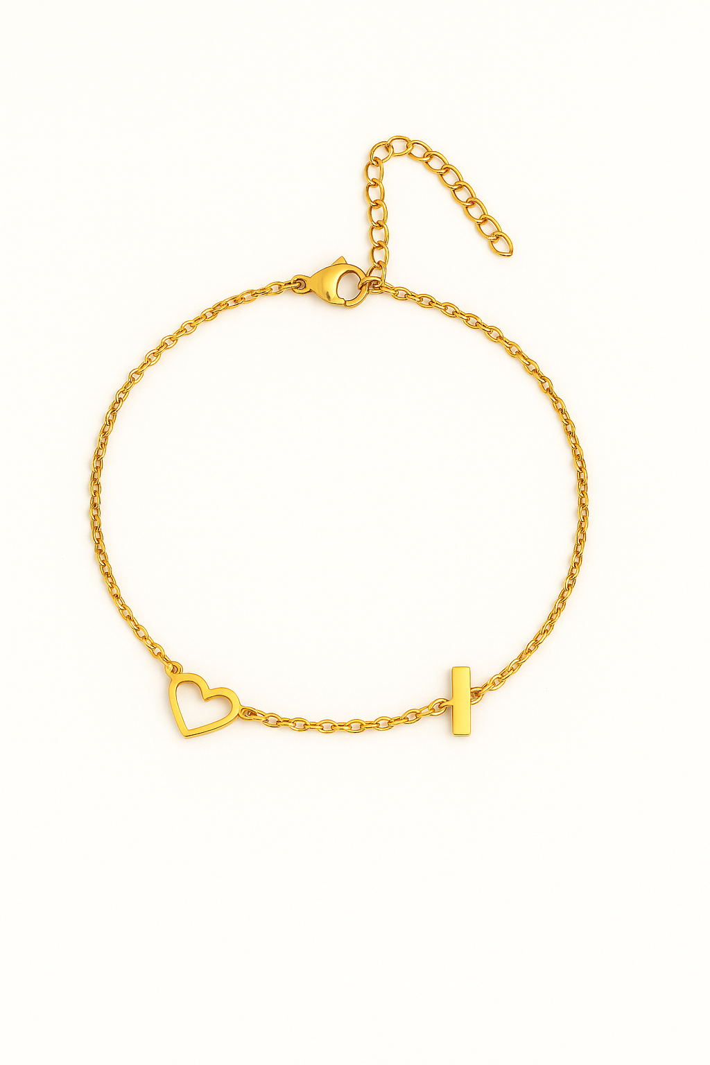 Ankle bracelet with chain and hollow heart