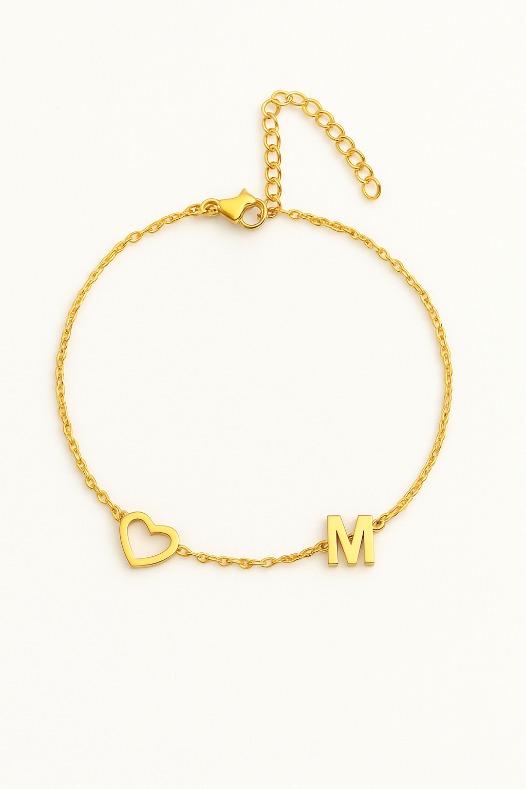 Ankle bracelet with chain and hollow heart