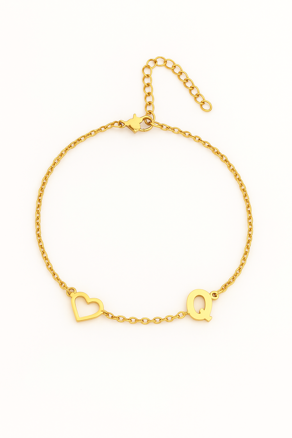 Ankle bracelet with chain and hollow heart
