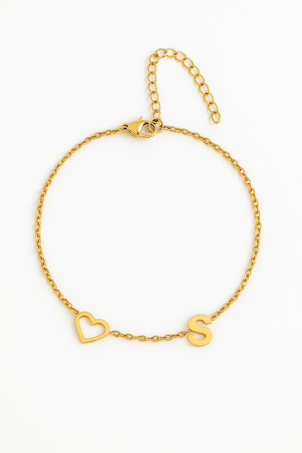 Ankle bracelet with chain and hollow heart