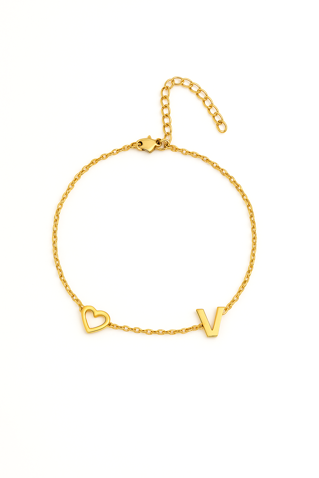 Ankle bracelet with chain and hollow heart