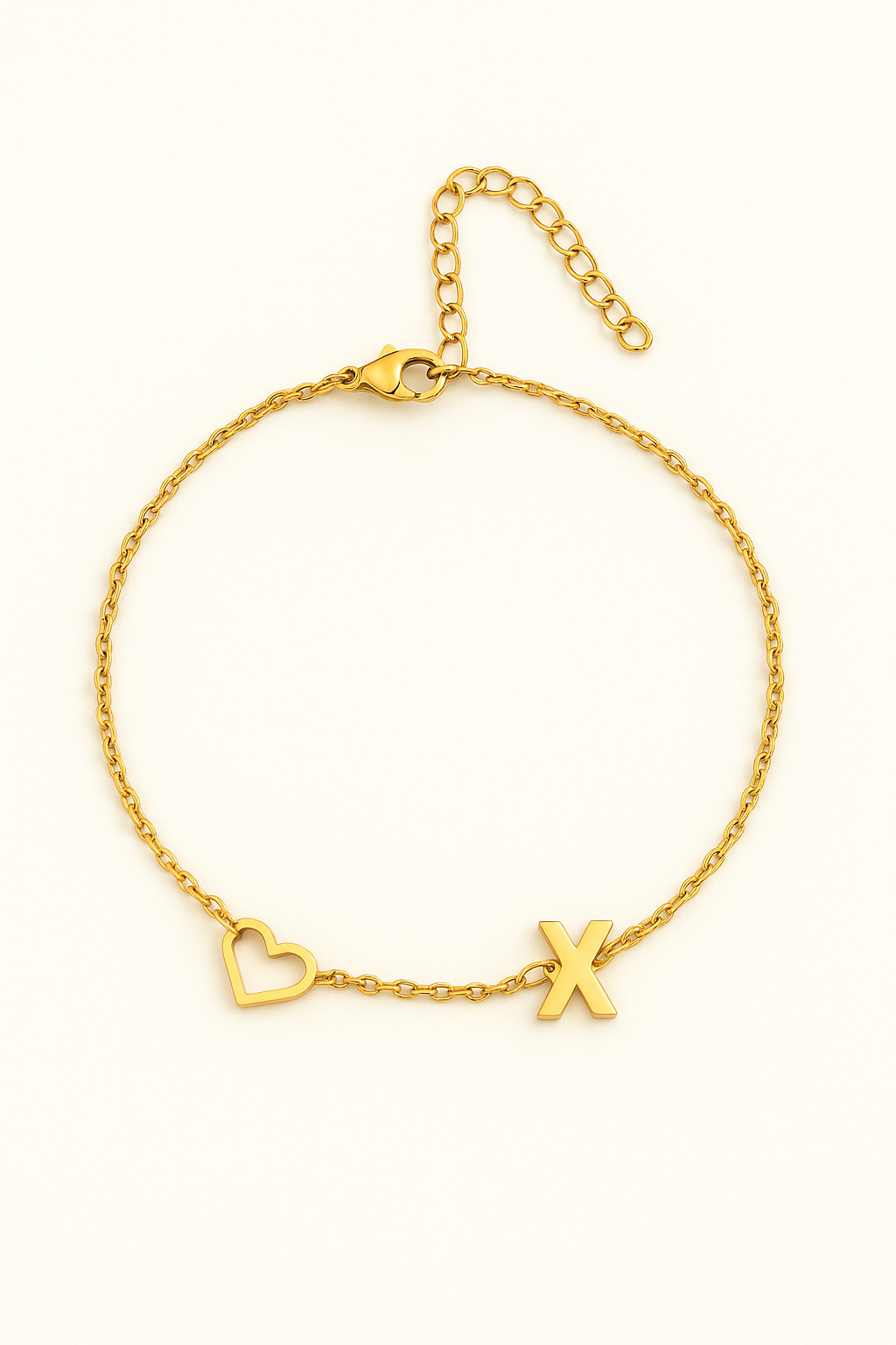 Ankle bracelet with chain and hollow heart