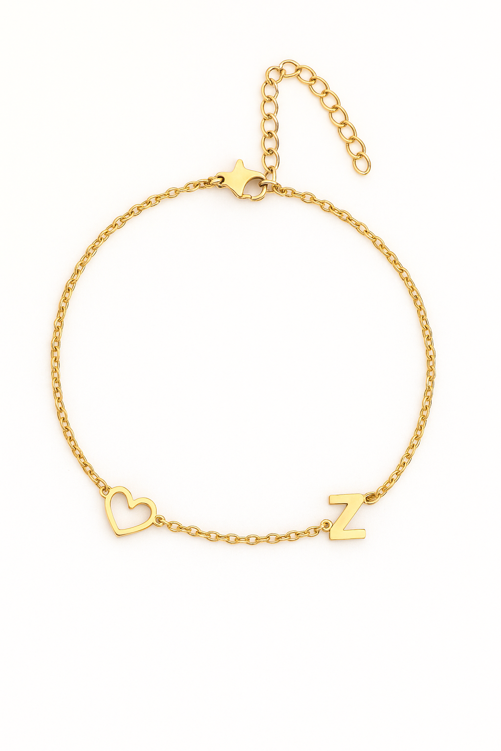 Ankle bracelet with chain and hollow heart