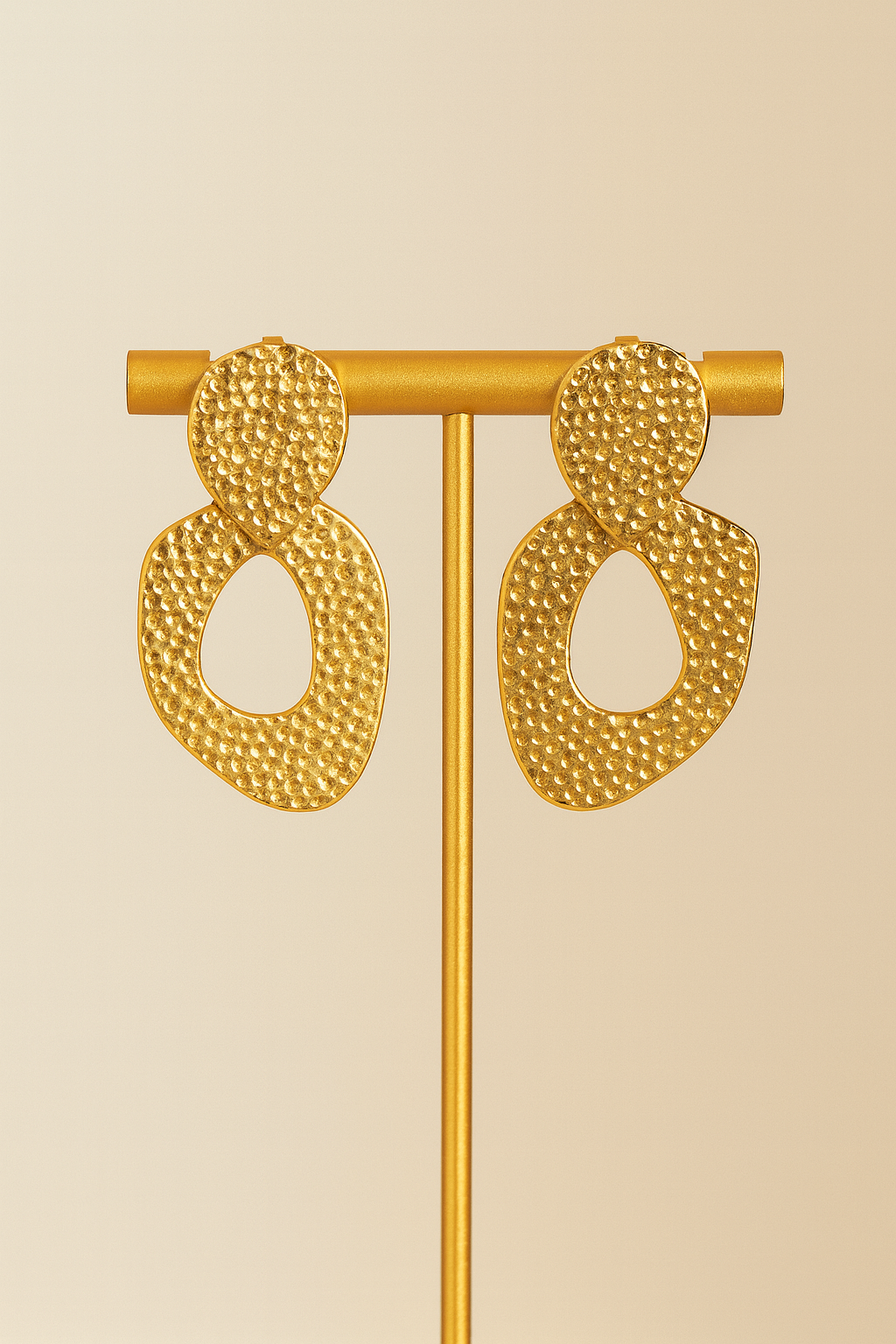 Hammered gold irregular leaf earrings