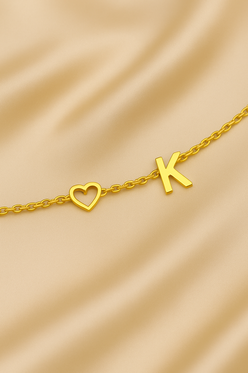 Ankle bracelet with chain and hollow heart