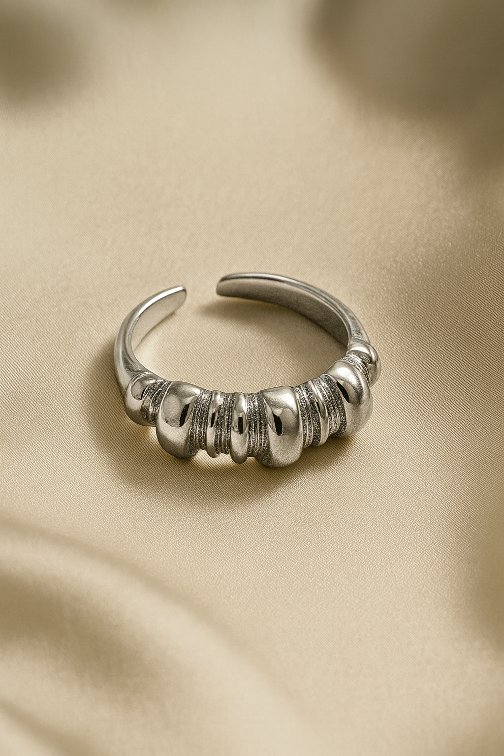 Silver titanium steel ring