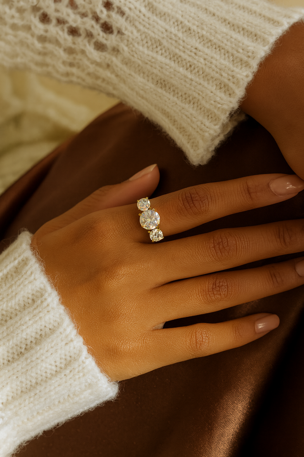 Artificial diamond ring