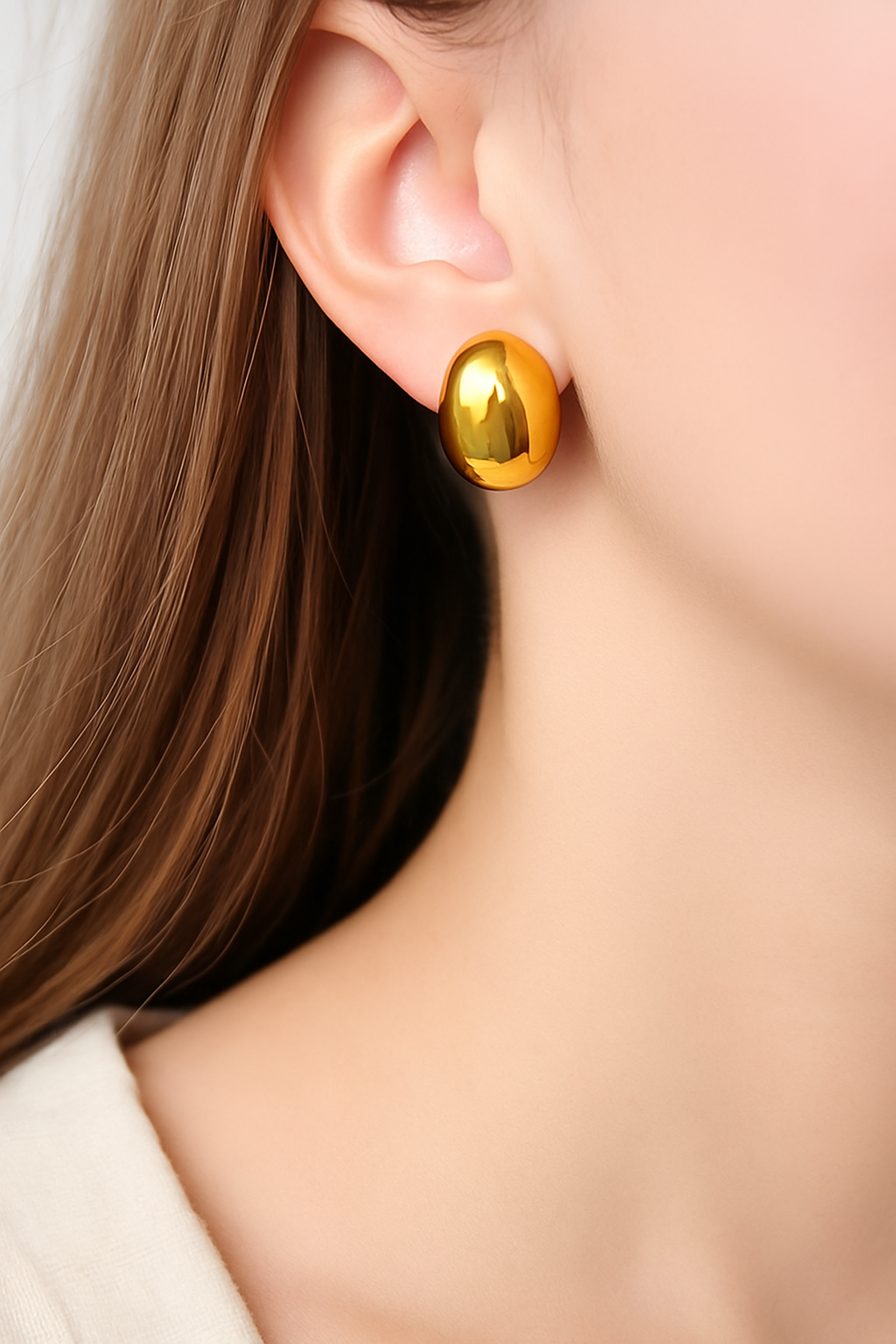 Geometric Oval Ear Studs