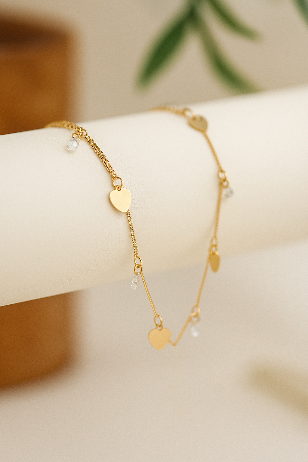 Anklets heart and rhinestones